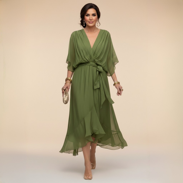 Monica - Rochie din chiffon cu decolteu în V