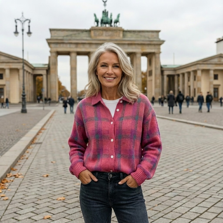 Anna | Puha kockás kötött kardigán