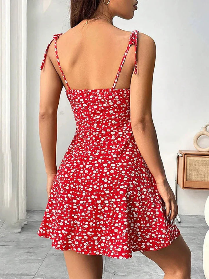 Lara | Rochie scurtă cu bretele subțiri și imprimeu floral