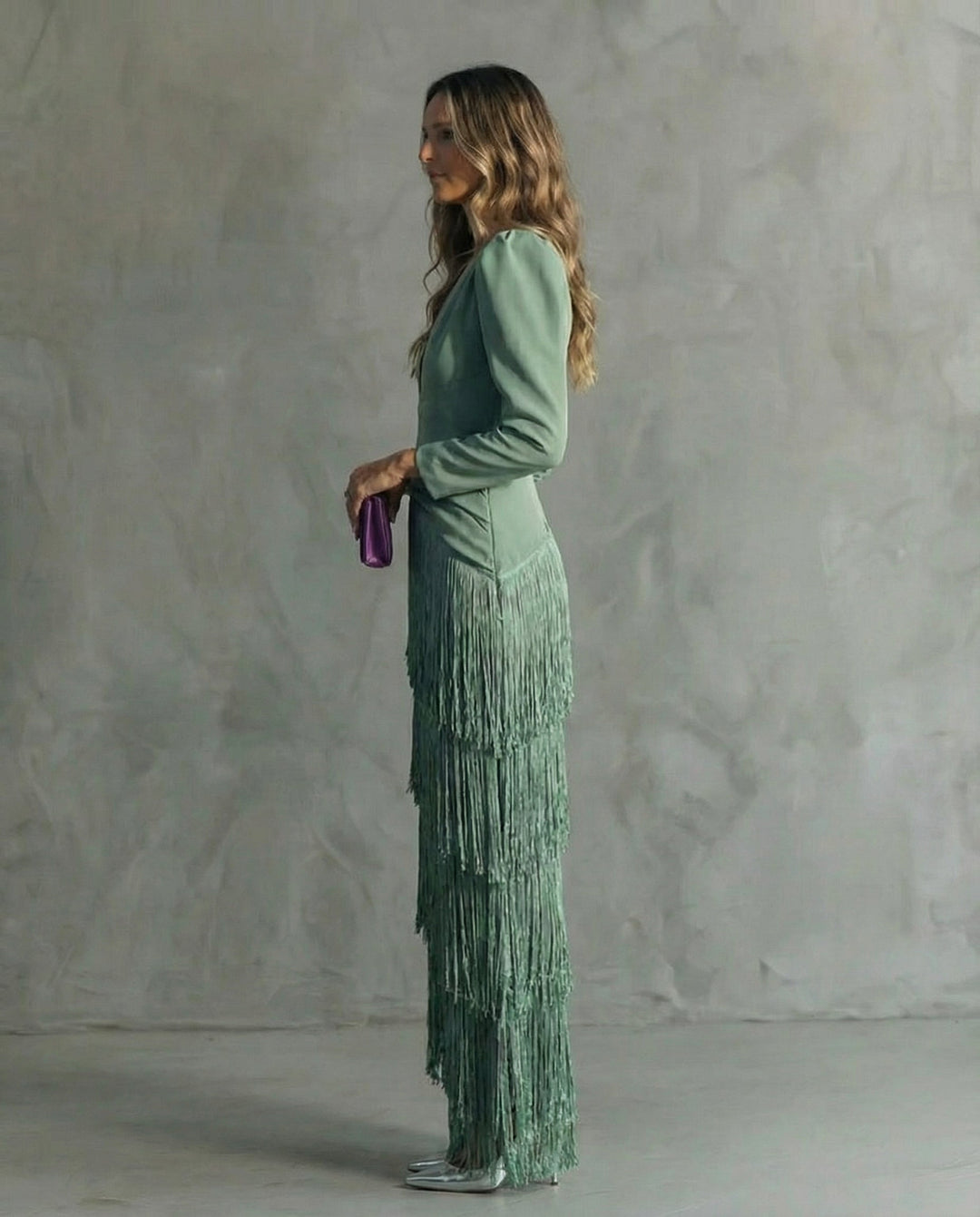 Clara · Rochie elegantă cu mâneci cu franjuri